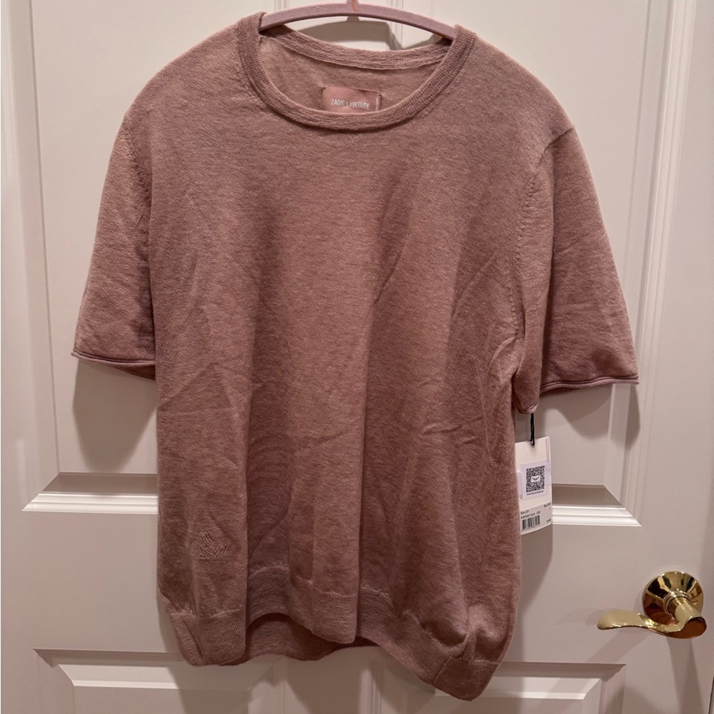 Zadig & Voltaire Blush Ida Short Sleeve Cashmere Sweater